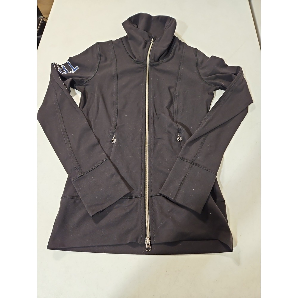 Lululemon Jacket Womens 4 Daily Yoga Full Zip Pockets Logo Athletic Stretch (L93